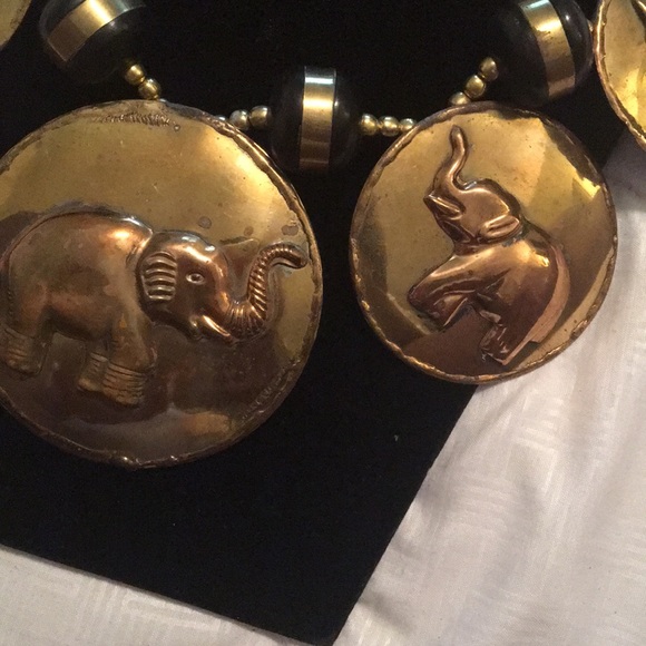 Brass Elephant necklace and earring set - Picture 5 of 5